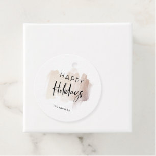 Modern Happy Holidays   Elegant Brush Stroke Favour Tags