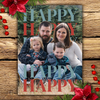 Modern Happy Holidays Family Photo Card