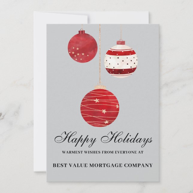 Modern Happy Holidays Flat Watercolor Business  Holiday Card (Front)