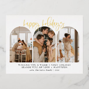 Modern Happy Holidays Gold Foil Christmas Cards