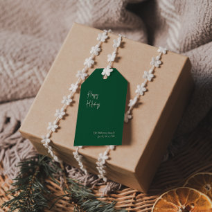 Modern Happy Holidays Green Family Gift Tags