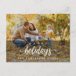 Modern Happy Holidays Greeting Family Photo Postcard
