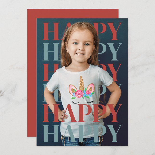 Modern Happy Holidays Photo Card (Front/Back)