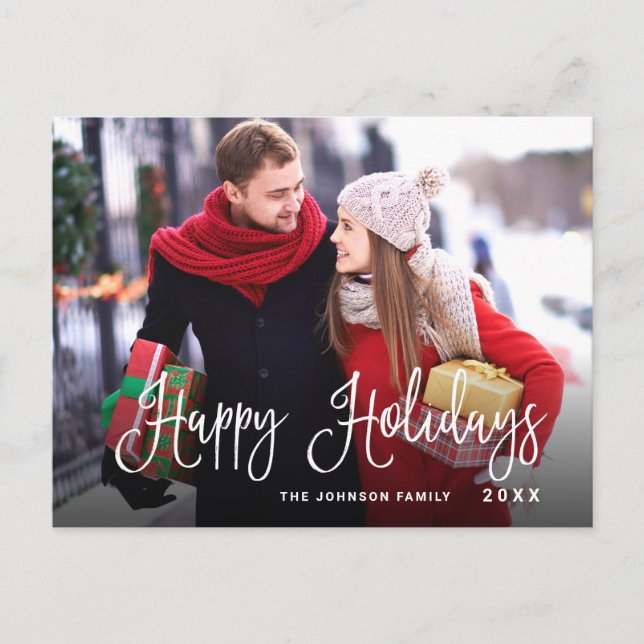 Modern Happy Holidays PHOTO Christmas Card (Front)