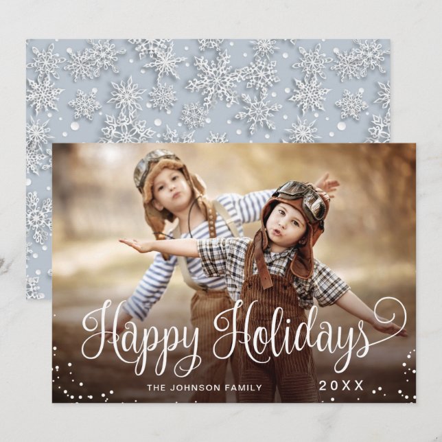 Modern Happy Holidays PHOTO Christmas Greeting Holiday Card (Front/Back)