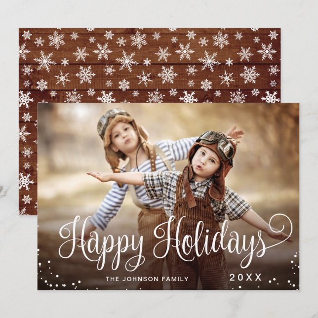 Modern Happy Holidays PHOTO Christmas Greeting Holiday Card (Front/Back)