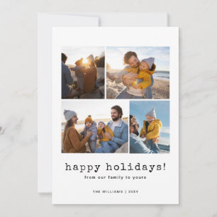 Modern Happy Holidays Photo Collage Holiday Card
