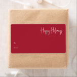 Modern Happy Holidays | Red Rectangle Gift Label<br><div class="desc">This modern happy holidays | red rectangle gift label is perfect for your minimalist shabby chic boho red and white holiday greeting. The minimal whimsical handwritten calligraphy is delicate and rustic while staying classy and elegant. You will find that everything about this product is editable, so feel free to add...</div>