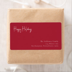 Modern Happy Holidays   Red Return Address Package