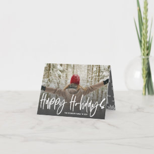 Modern Happy Holidays Script 1 Photo Christmas Holiday Card