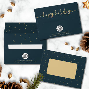 Modern Happy Holidays Script Business Name Logo  Envelope