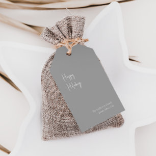 Modern Happy Holidays   Silver Family Gift Tags