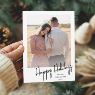 Modern Happy Holidays Simple Script Photo Holiday Card