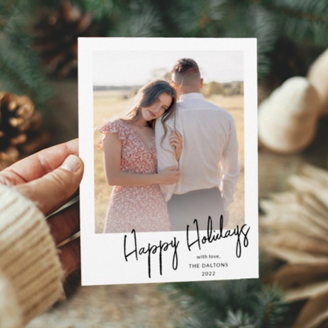 Modern Happy Holidays Simple Script Photo Holiday Card (Creator Uploaded)