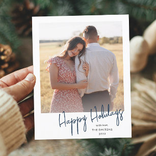 Modern Happy Holidays Simple Script Photo Holiday Postcard