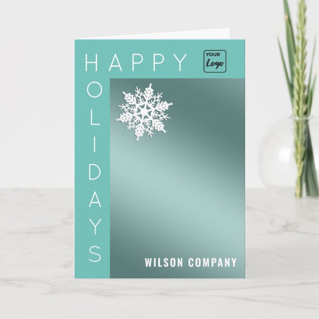 Modern happy Holidays snowflake corporate  Holiday Card (Front)