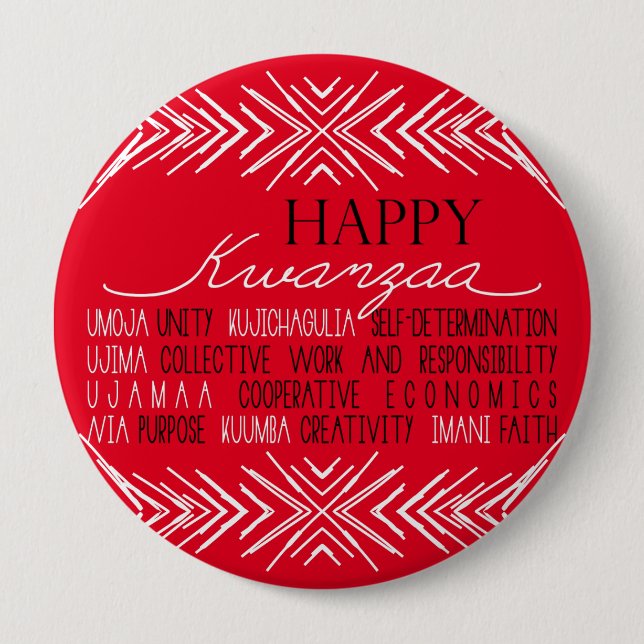 Modern Happy Kwanzaa 10 Cm Round Badge (Front)