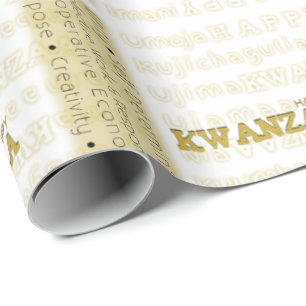 Modern Happy Kwanzaa Gold Wrapping Paper