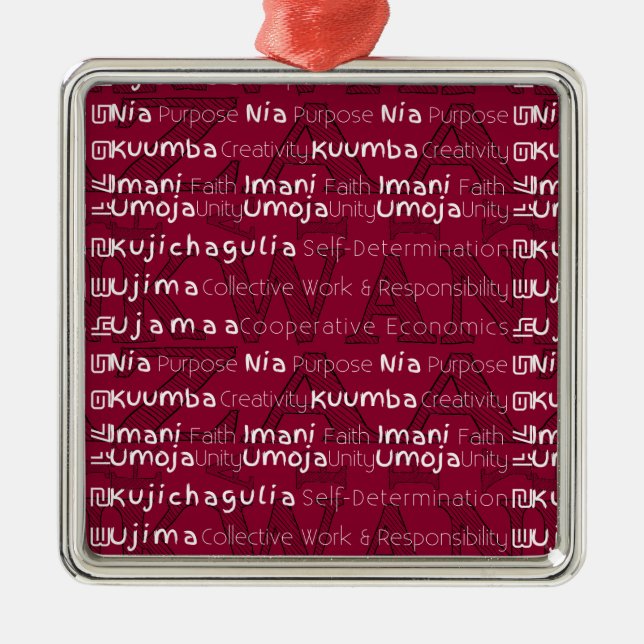 Modern Happy Kwanzaa Metal Tree Decoration (Front)