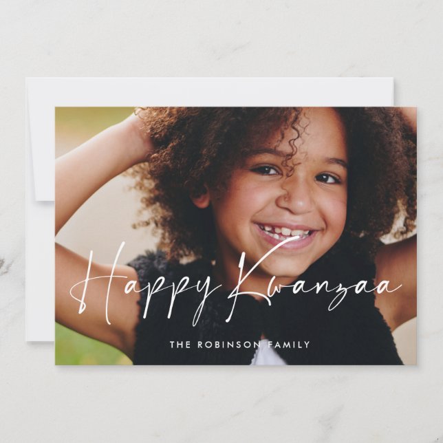Modern Happy Kwanzaa photo Holiday Card (Front)