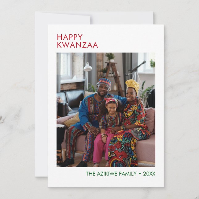 Modern Happy Kwanzaa Photo Holiday Card (Front)