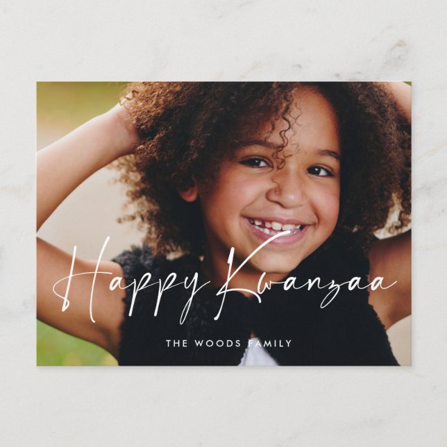 Modern Happy Kwanzaa photo Holiday Postcard (Front)