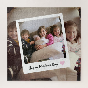 Modern Happy Mother's Day Custom Family Photo Jigsaw Puzzle