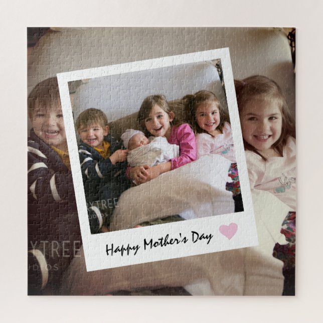 Modern Happy Mother's Day Custom Family Photo Jigsaw Puzzle (Vertical)