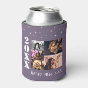 Modern Happy New Year 2026 5 Photo Collage Can Cooler