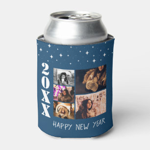 Modern Happy New Year 2026 5 Photo Collage Can Cooler