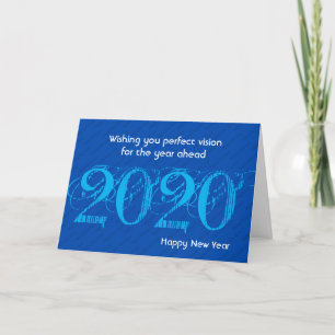 Modern HAPPY NEW YEAR 20:20 Vision BLUE Holiday Card