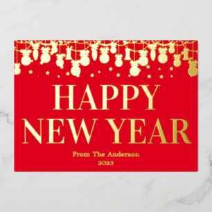 Modern Happy New Year Business Foil Holiday Card