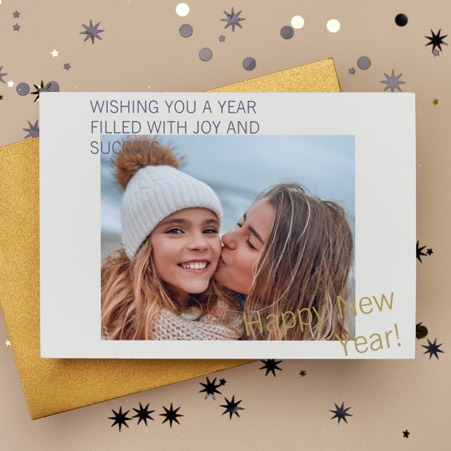 Modern Happy New Year Custom Photo Holiday Postcard (Creator Uploaded)