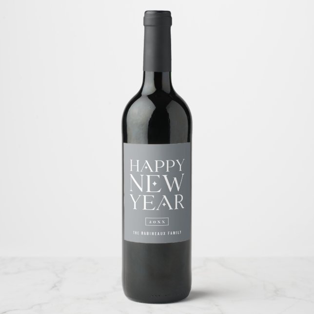 Modern Happy New Year Food and Beverage Label Set (Front)