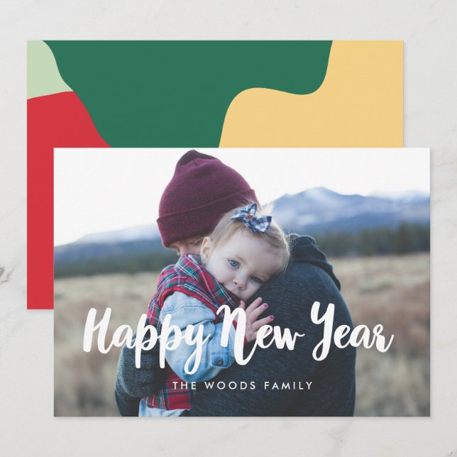 Modern Happy New Year Holiday photo card (Front/Back)