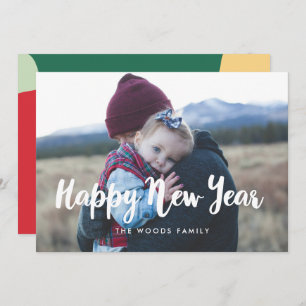 Modern Happy New Year Holiday photo card