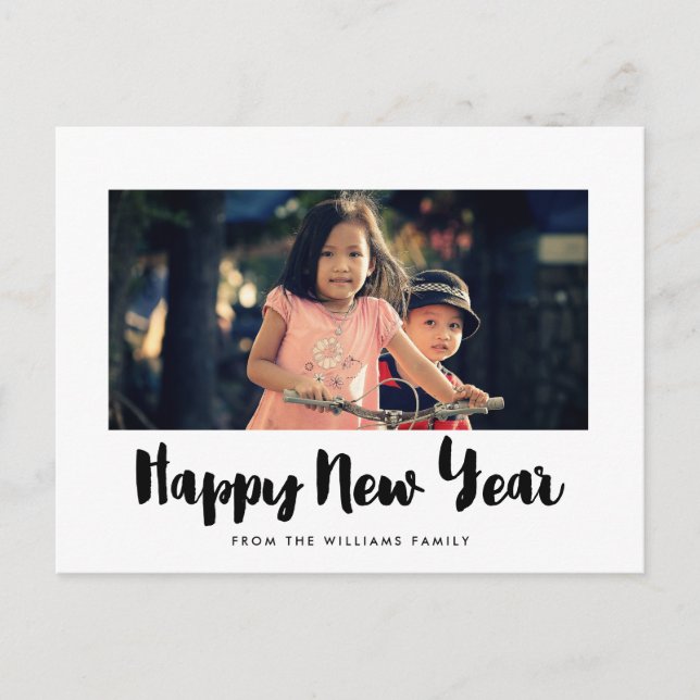 Modern Happy New Year holiday photo Postcard (Front)
