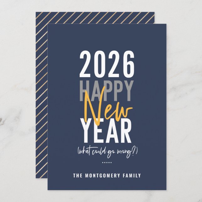 Modern Happy New Year Humor Holiday Card (Front/Back)