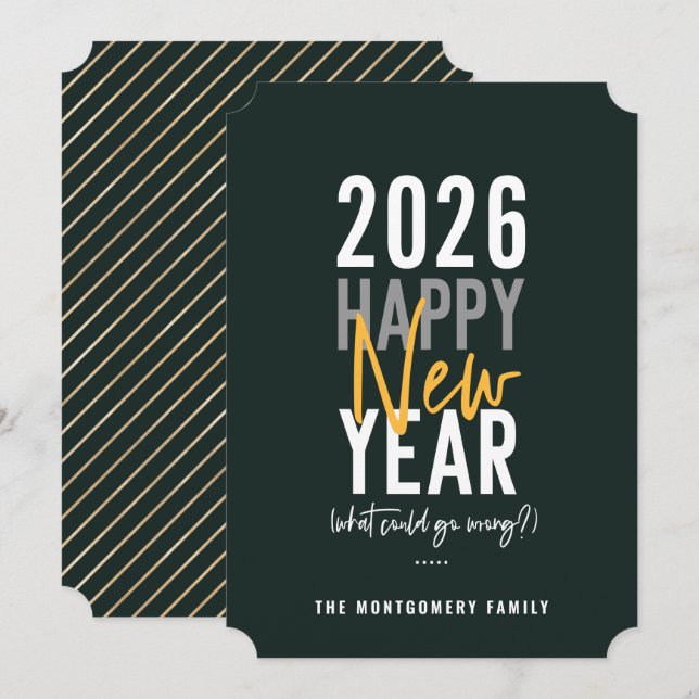 Modern Happy New Year Humour 2022 Holiday Card (Front/Back)