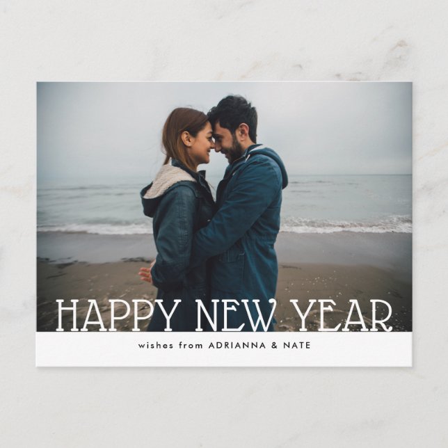 Modern Happy New Year Modern Holiday Photo Postcard (Front)