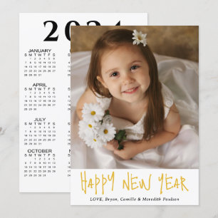 Modern Happy New Year Photo 2024 Calendar Holiday Card