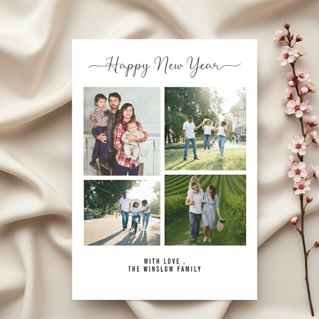 Modern Happy New Year Photo Collage Card | Elegant (Creator Uploaded)