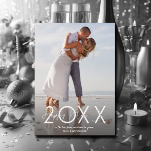 Modern Happy New Year Photo Foil Holiday Card