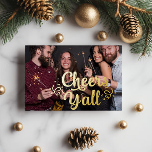 Modern Happy New Year Photo Foil Holiday Card
