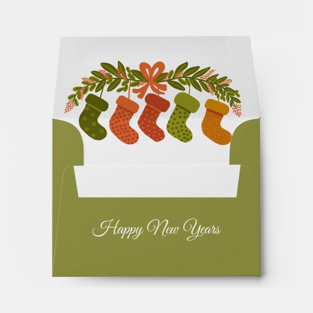 Modern Happy New Year Return Address Envelope (Back (Bottom))