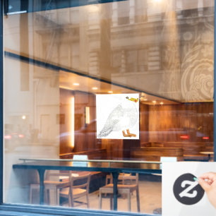 Modern happy seagull with French fries Window Cling