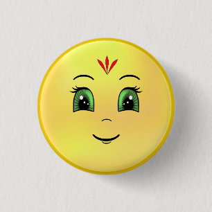 Modern Happy Sun Face 3 Cm Round Badge