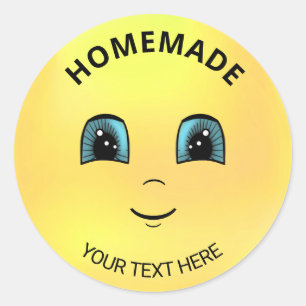 Modern Happy Sun Face Homemade Classic Round Sticker