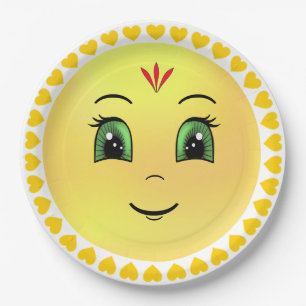 Modern Happy Sun Face Paper Plate