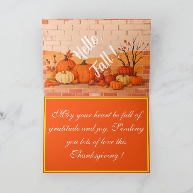 Modern Happy Thanksgiving Beautiful Fall Card (Inside)
